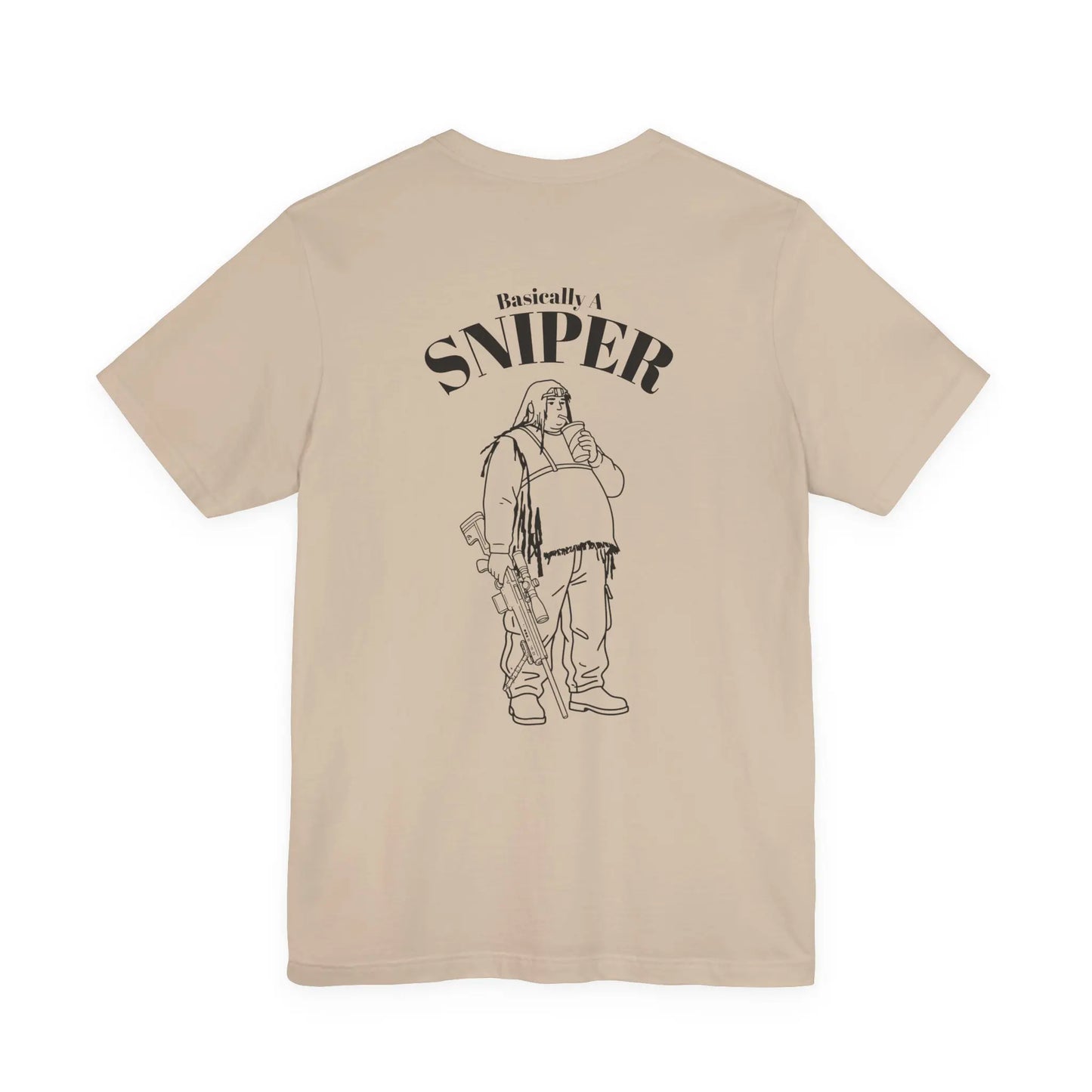 Bad Dope Society Basically A Sniper T-Shirt, tan, back view