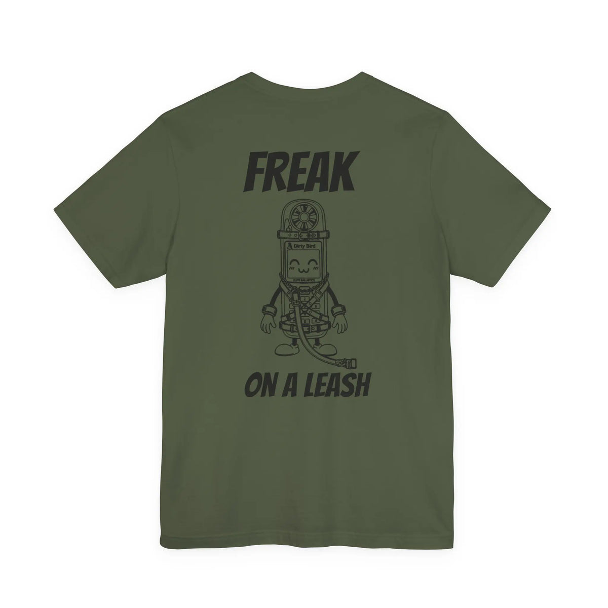 Bad Dope Society Freak On A Leash T-Shirt, olive drab green, back view