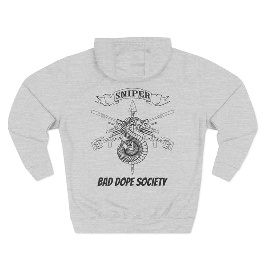Bad Dope Society Sniper Team Hoodie, heather grey, back view