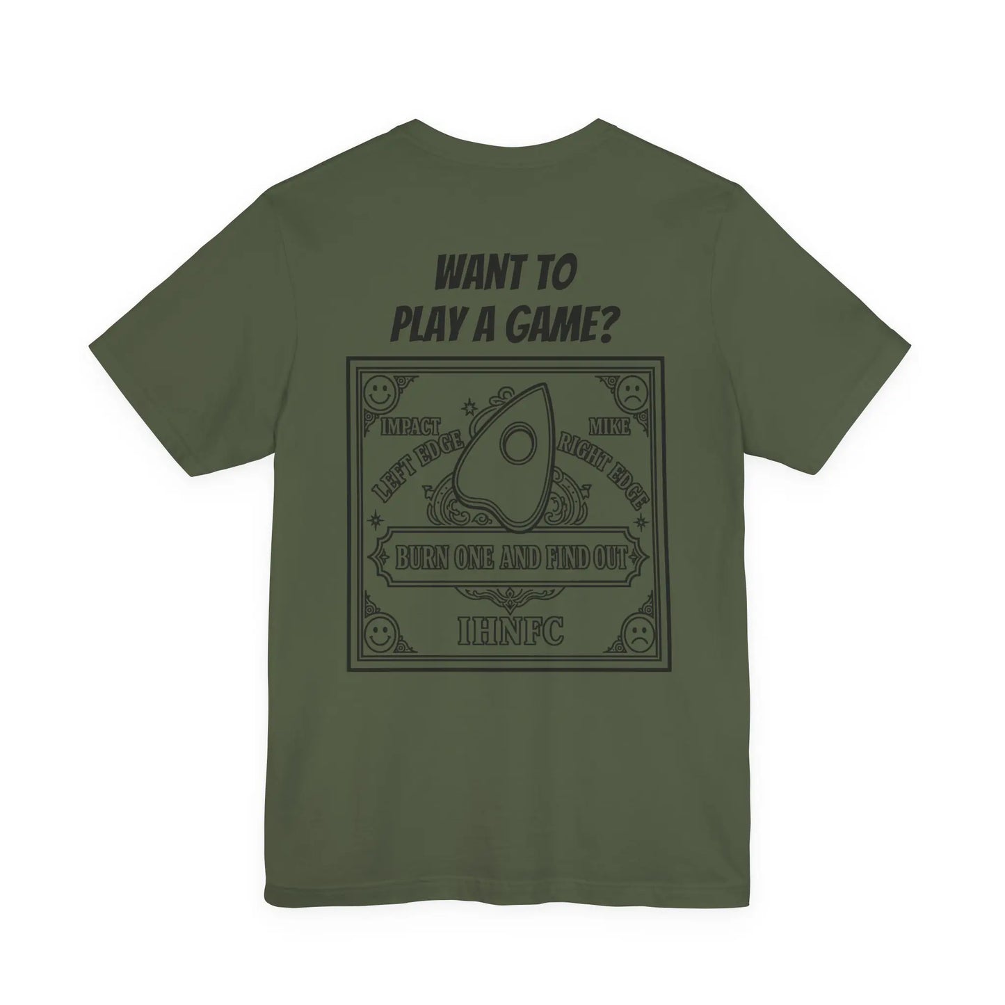 Bad Dope Society Ouija T-Shirt, olive drab green, back view