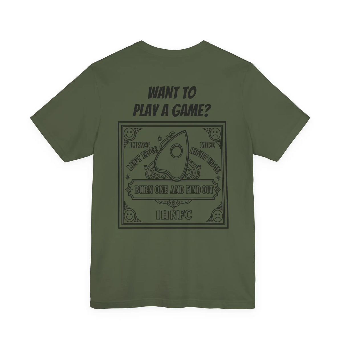 Bad Dope Society Ouija T-Shirt, olive drab green, back view