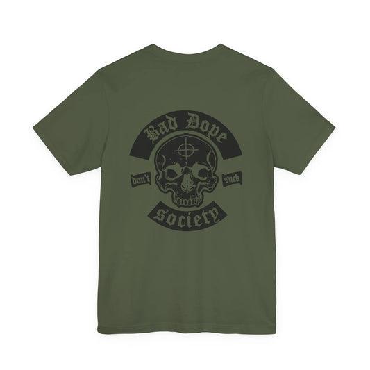 Bad Dope Society Logo T-Shirt, olive drab green, back view