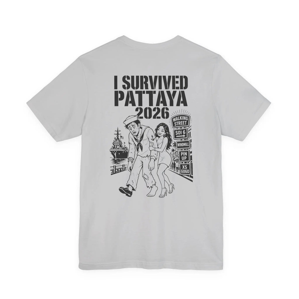 Bad Dope Society Pattaya 2026 T-Shirt, grey, back view