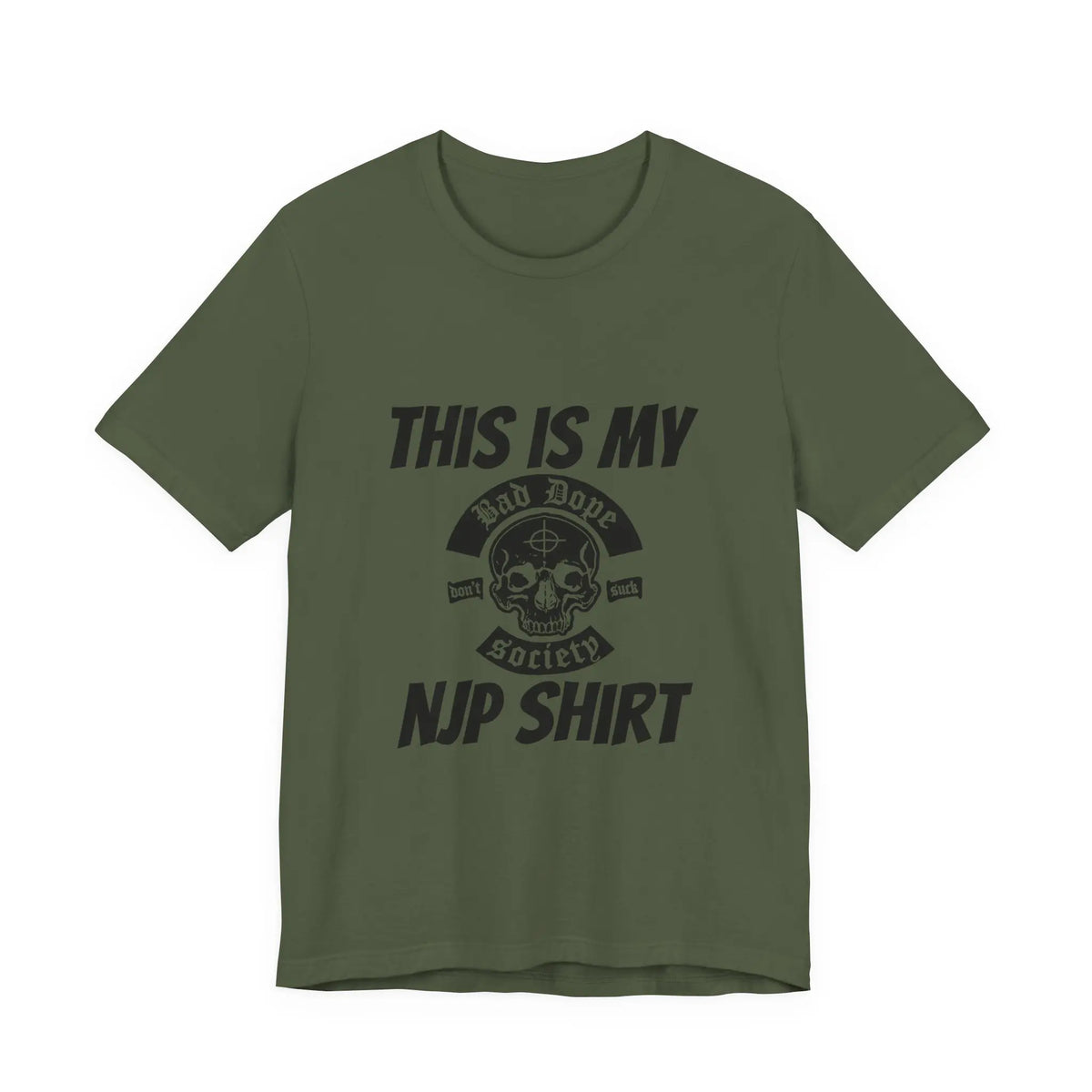 Bad Dope Society Pattaya 2026 T-Shirt, olive drab green, front view