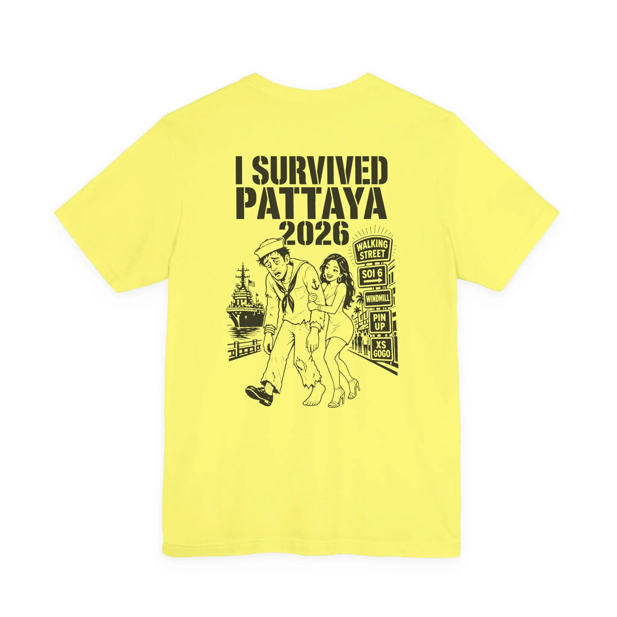 Bad Dope Society Pattaya 2026 T-Shirt, yellow, back view