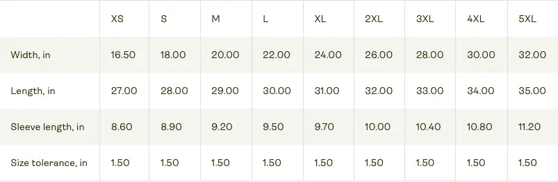 Bad Dope Society Maximum Effort T-Shirt size chart